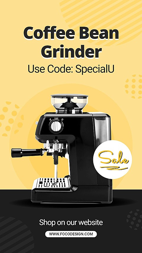 Coffee Bean Grinder Home Electronic Appliance Kitchenware Sale Promo Ecommerce Story