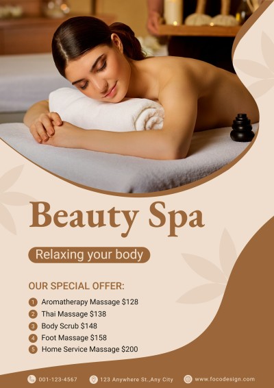 Simple Brown Color Block Beauty SPA Salon Advertising Flyer