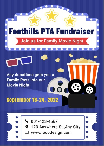 Simple Hand Painted Film Ticket Stub Frame Fundraising invitation letter