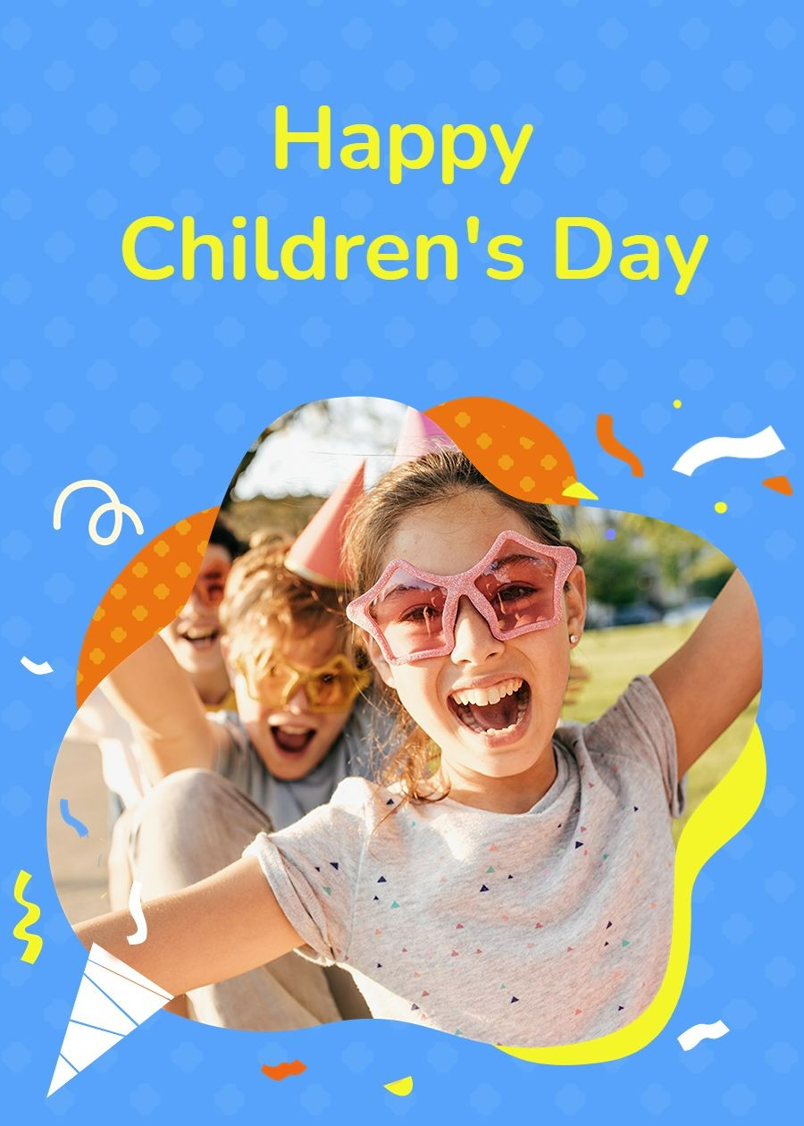 Simple Hand Painted Coloried Ribbon Decorate American Children's day Card