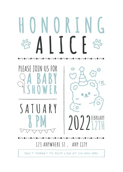 Simple Handwritting Typesetitng Baby shower invitation letter