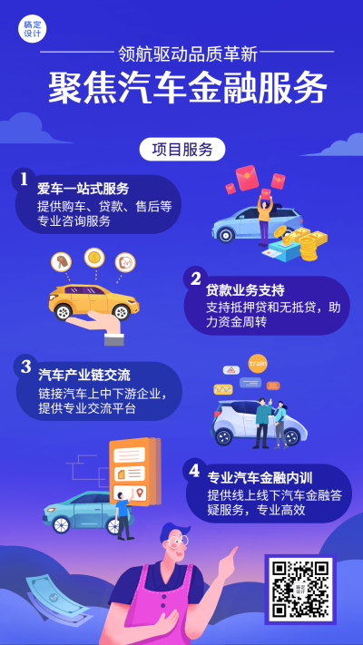 金融银行汽车金融服务创意插画手机海报