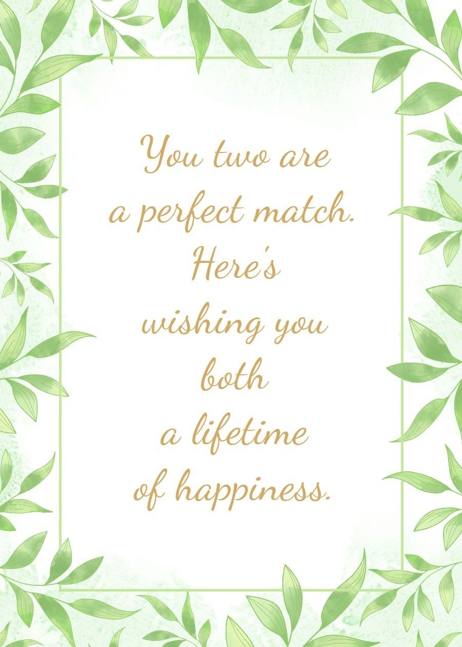 Fresh Hand Painted Green Leaves Decorate Wedding Card