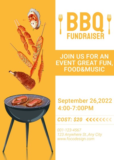 Simple Hand Painted Barbecue Meat Pattern Fundraising invitation letter