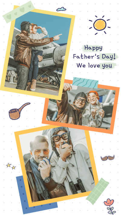 Cartoon Icons Decorate Father's Day Polaroid style Instagram story 