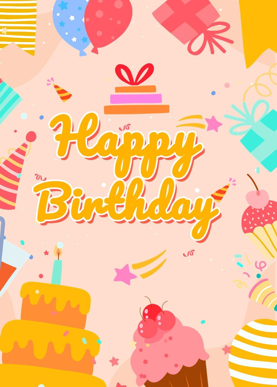 Cartoon Dessert Pattern Decorate Birthday card
