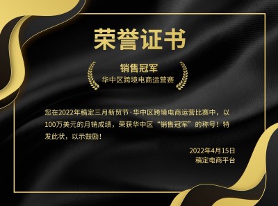 企业员工表彰证书横版证书奖状
