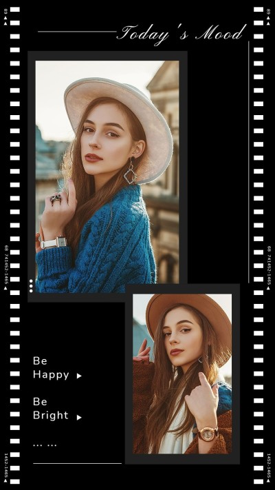 Simple Film style Hat Sweater Girl Instagram story