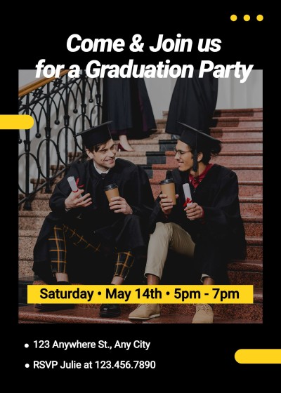Literary Yellow Dots Element Graduation Party Invitation Letter