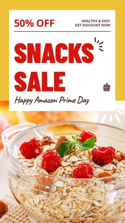 Amazon Prime Day Breakfast Oatmeal Healthy Fast Food Discount Promotion Sale Ecommerce Story