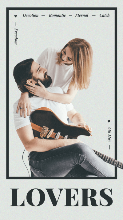 Literary Black Rectangle Frame Couple Moment Record Instagram Story