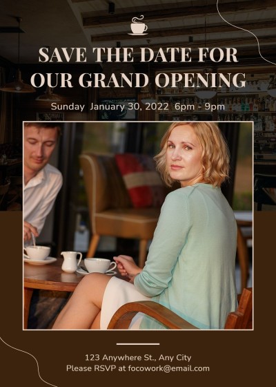 Simple Hand Painted Square Frame Grand opening invitation letter