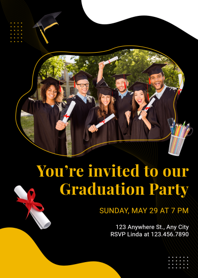 Simple Color Block Pattern Graduation party invitation letter