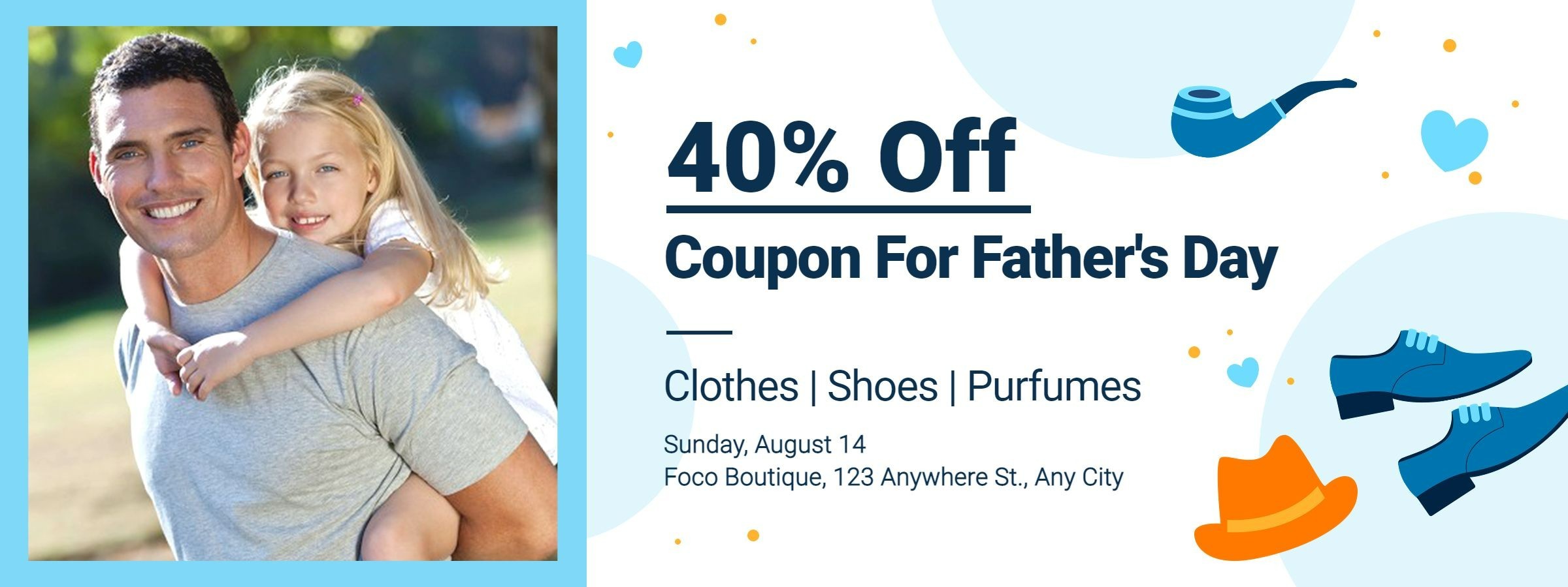 Simple Blue Cartoon Shoes Brazil Father's Day Discount Poster