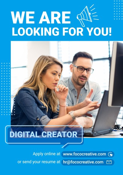 Simple White Dots Decorate Digital Creator Hiring LinkedIn Post