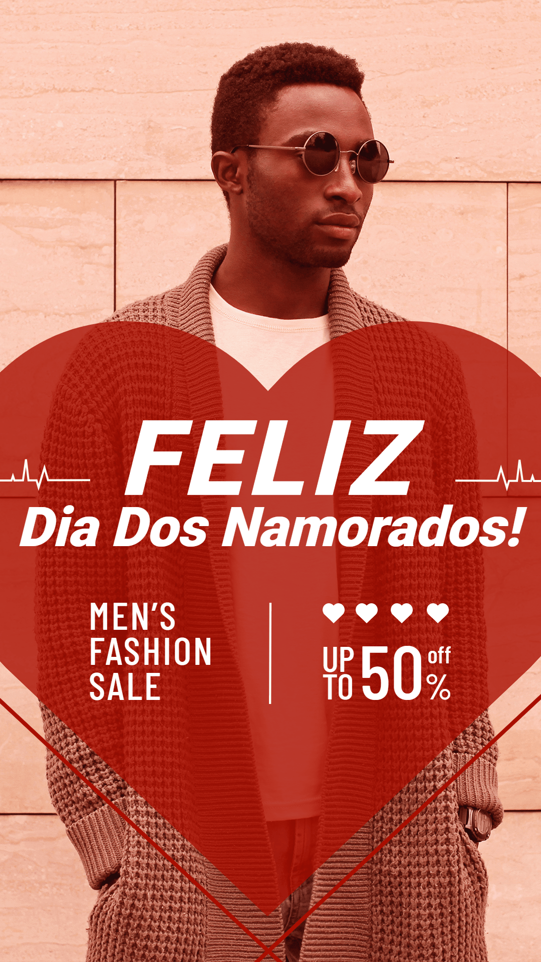 Red Filter Brazil Valentine's Day Dia dos namorados Men's Clothing Fashion Discount Sale Promo Ecommerce Story