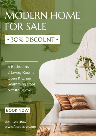 Simple Green Color Block Decorate House Listing for Sale Real Estate Flyer