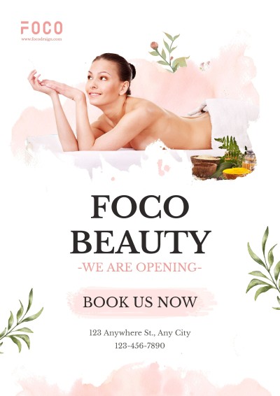 Simple Pink Color Block Decorate Beauty SPA Salon Advertising Flyer