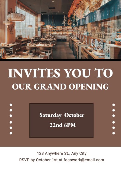 Simple Rectangle Frame Restaurant Grand opening invitation letter