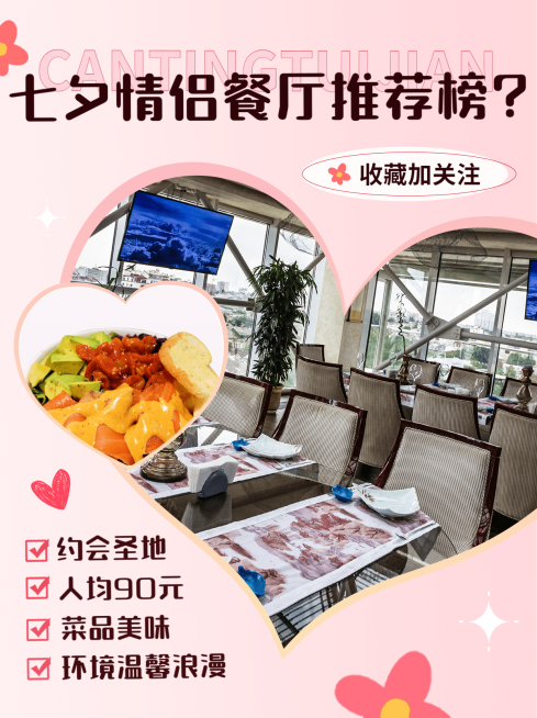 餐饮美食七夕情人节情侣餐厅推荐排版小红书配图预览效果