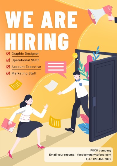 Simple Cartoon Color Block Hiring LinkedIn Post