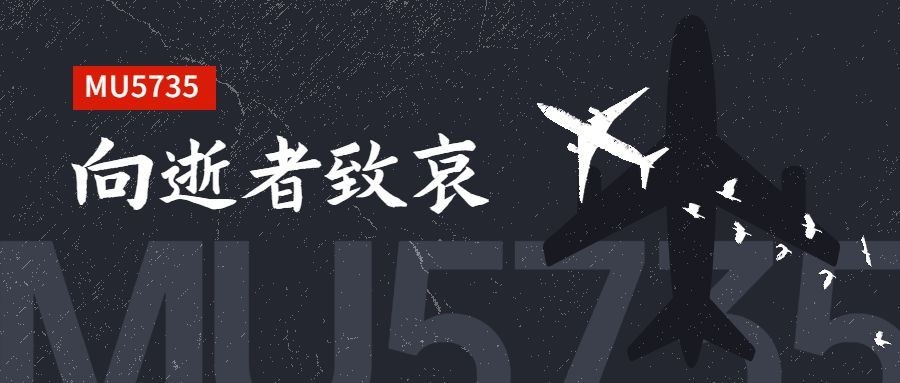 沉痛哀悼空难事件公众号首图预览效果
