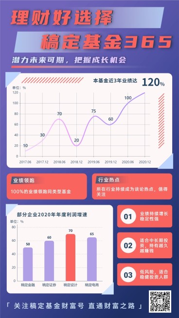 基金理财金融数据图表手机海报预览效果