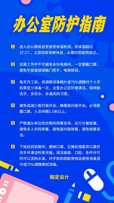 办公医疗健康防护指南手机海报