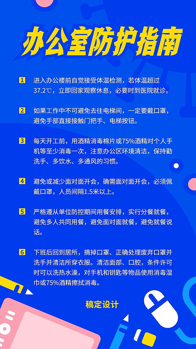 办公医疗健康防护指南手机海报