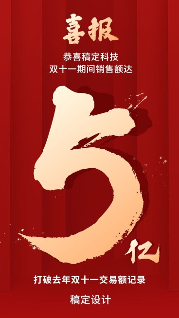 喜报战报/双十一/红色喜庆/手机海报预览效果