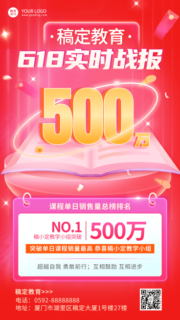 618教育行业卖课喜报战报预览效果