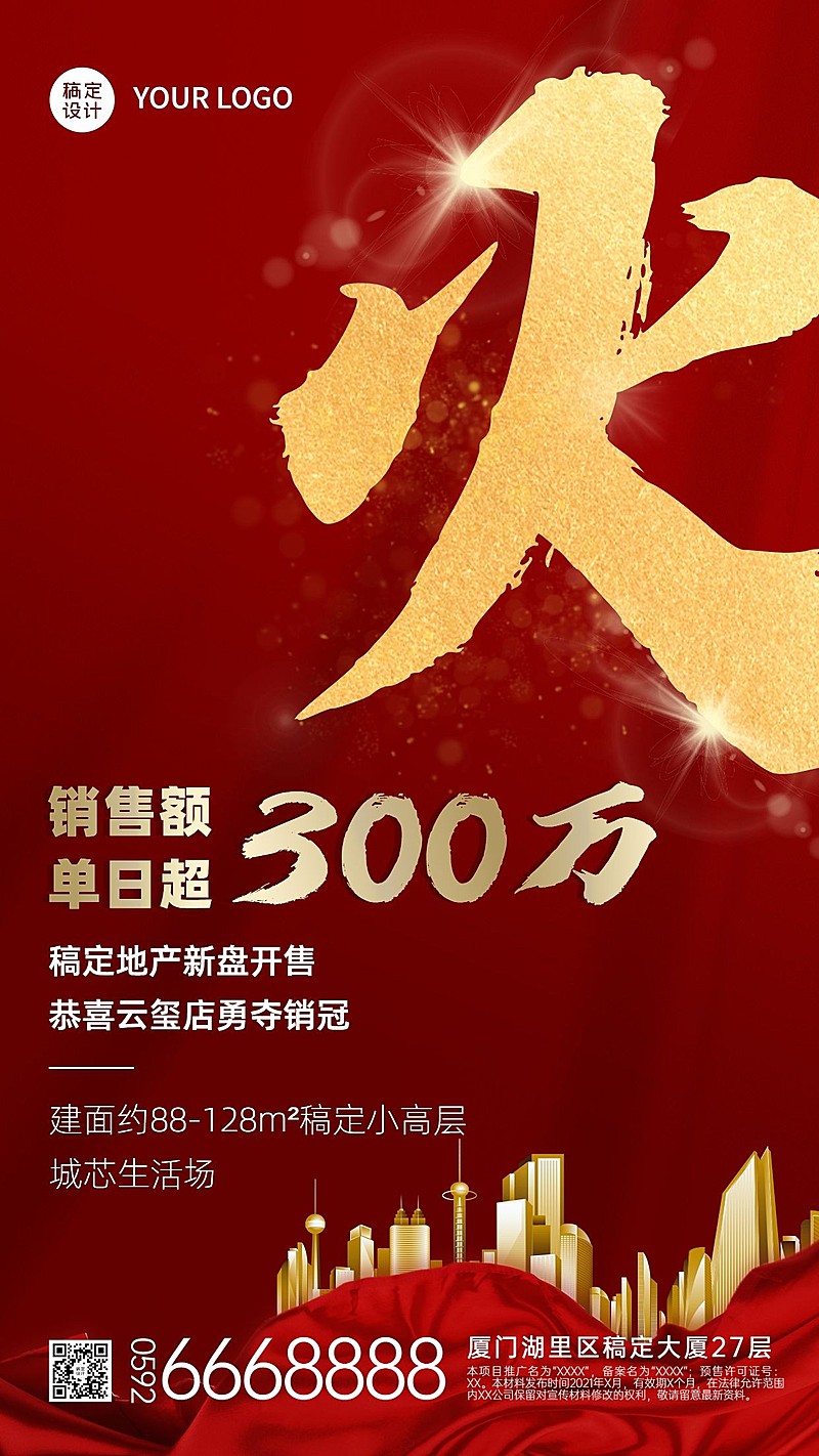 房地产表彰颁奖喜庆竖版喜报