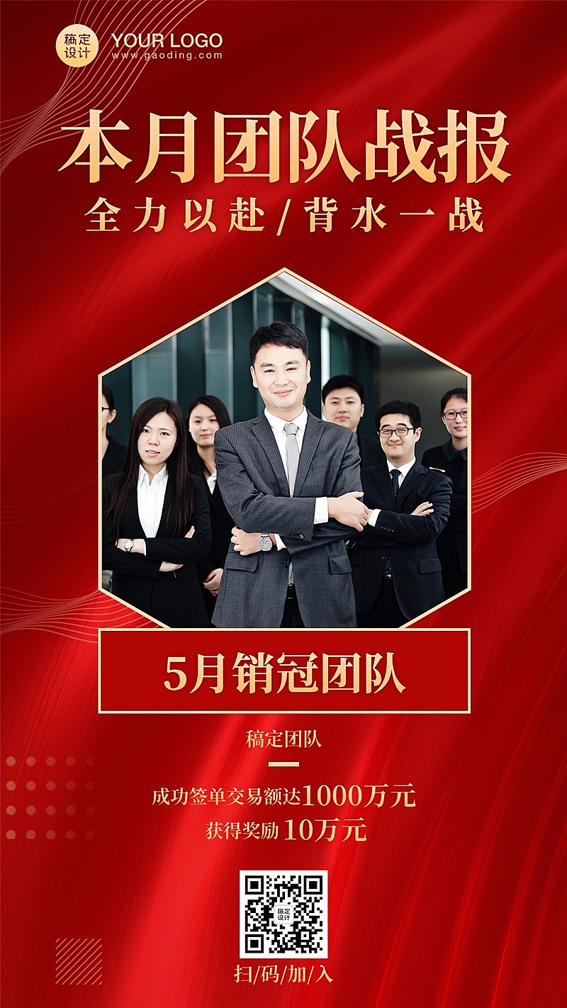 喜报表彰团队销量冠军红金战报表彰
