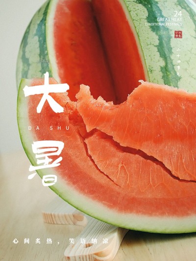 大暑节气祝福美食分享简约风plog模板