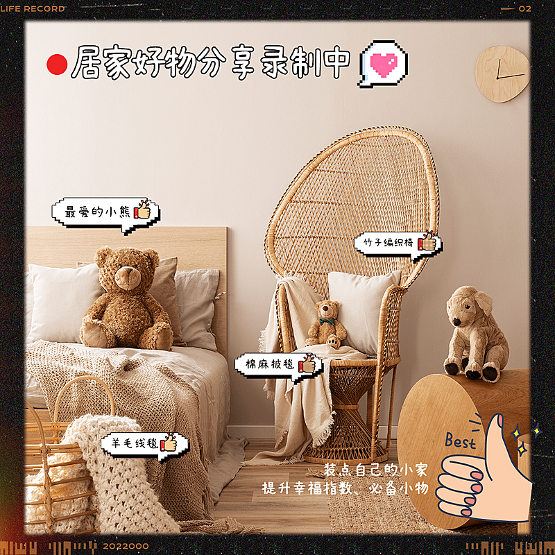 居家好物种草分享营销复古风plog模板