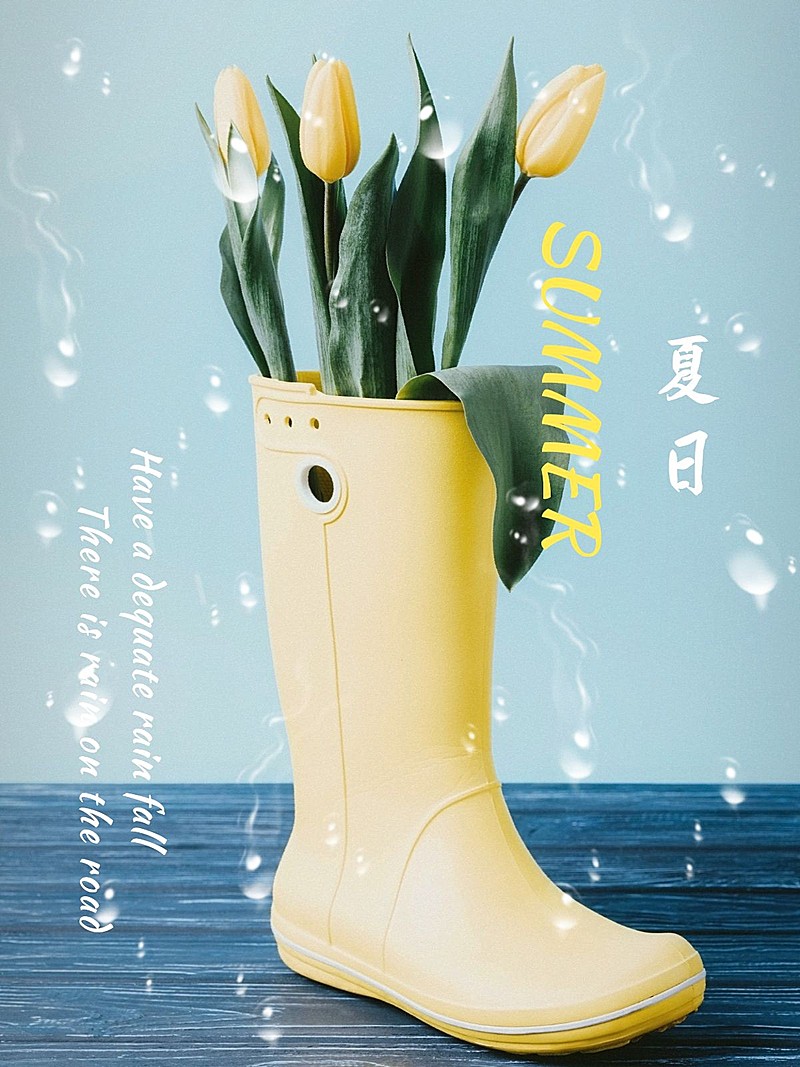 夏天晒花生活雨天简约风plog模板