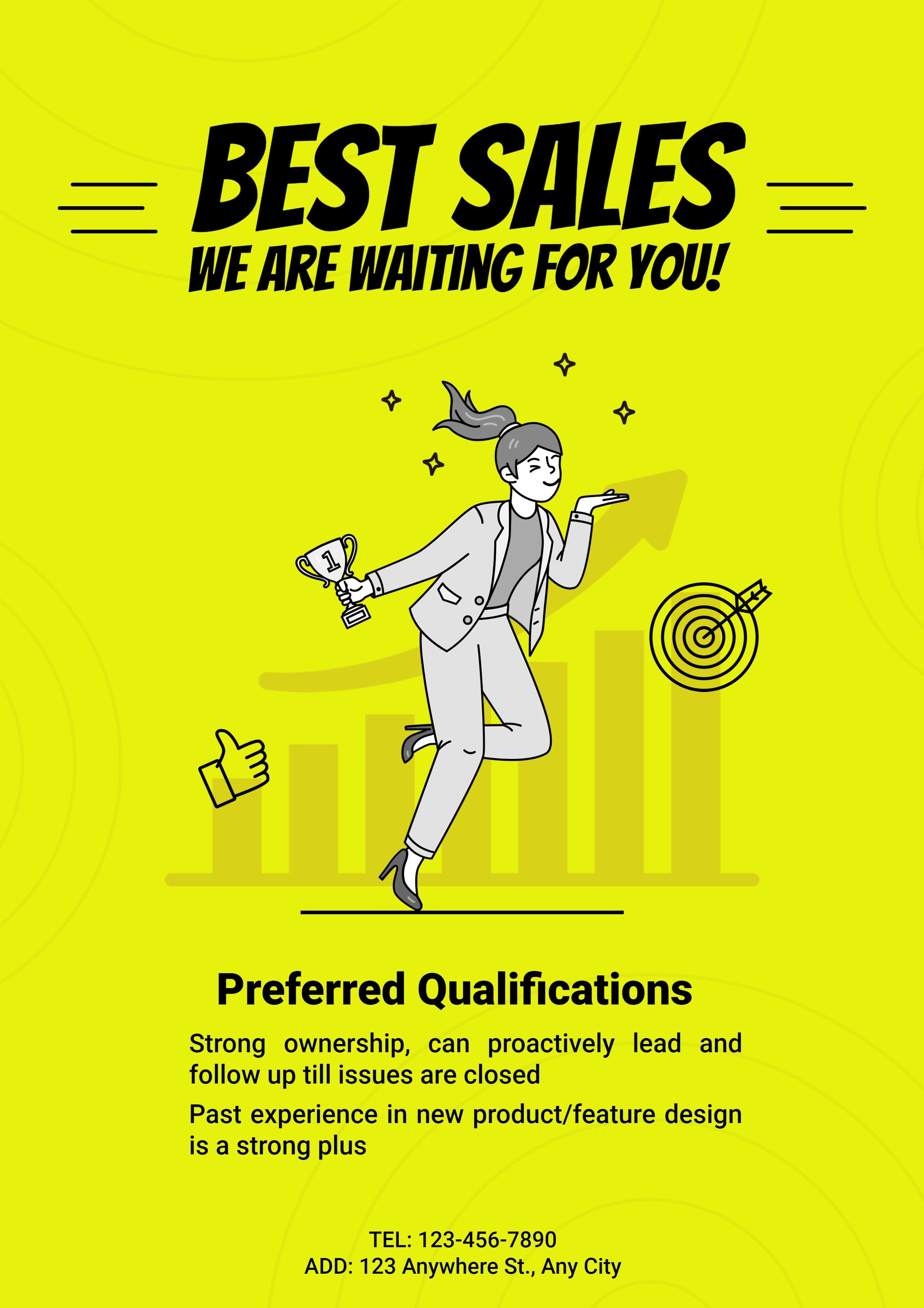 Simple Cartoon Girl Sales Hiring LinkedIn Post