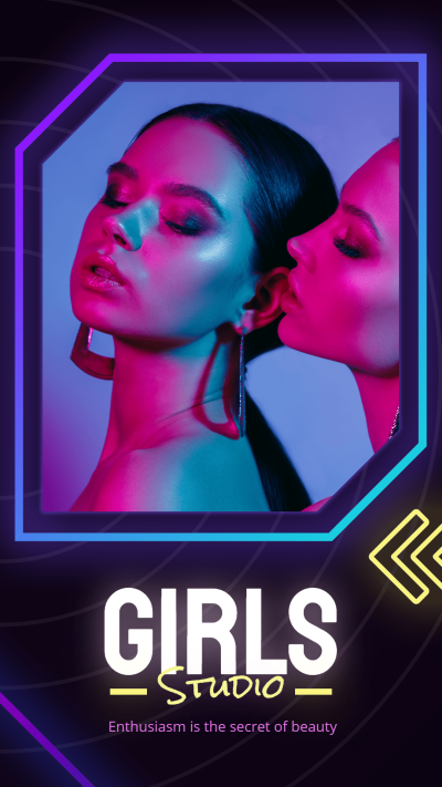 Neon Style Geometry Frame Girls Instagram Story