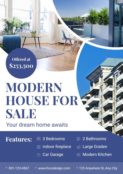 Simple Modern Style House Listing for Sale Real Estate Flyer