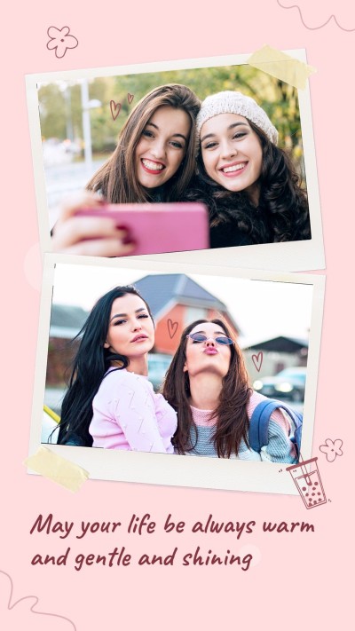 Fresh Polaroid Style Girls Selfie Text Instagram Story