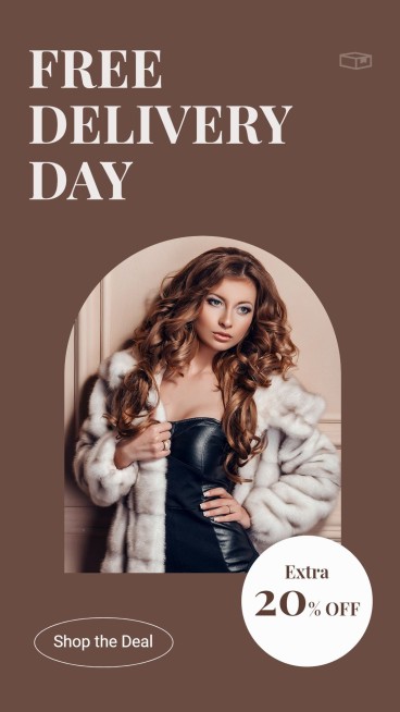 Brown System Circle Element Free Delivery Day Women's Fashion Sale Promotion Ecommerce Story预览效果
