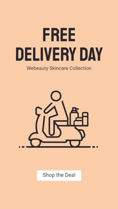 Free Delivery Day Skincare Cosmetics Sale Promotion Ecommerce Story