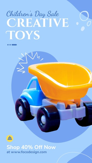 Blue Color Block Children's Day Toy Discount Sale Promo Ecommerce Story