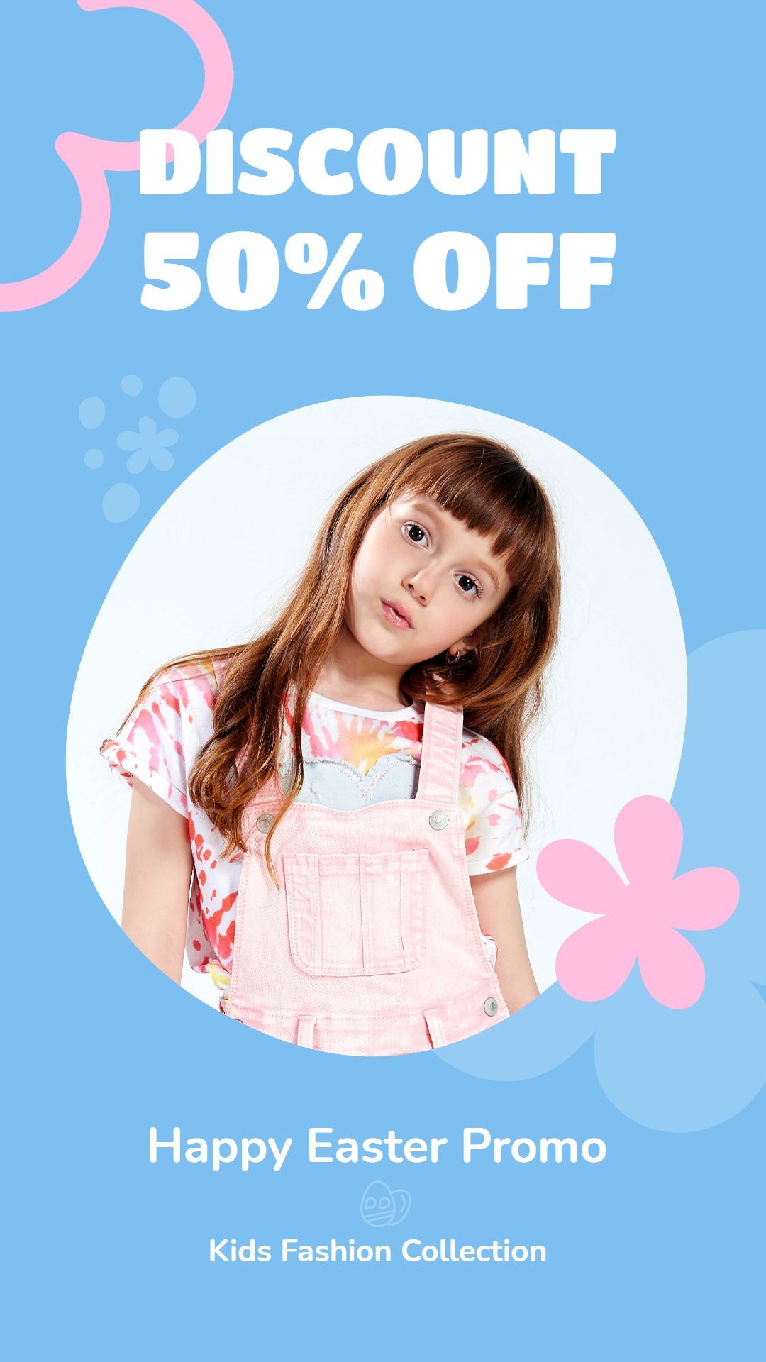 Hand Painted Pink Flower Element Easter Children's Fashion Sale Promotion Ecommerce Story预览效果