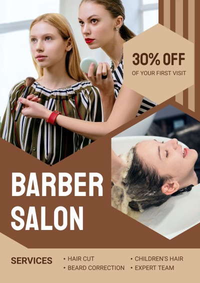 Literary Brown Stripe Pattern Barber Shop n Advertising Poster