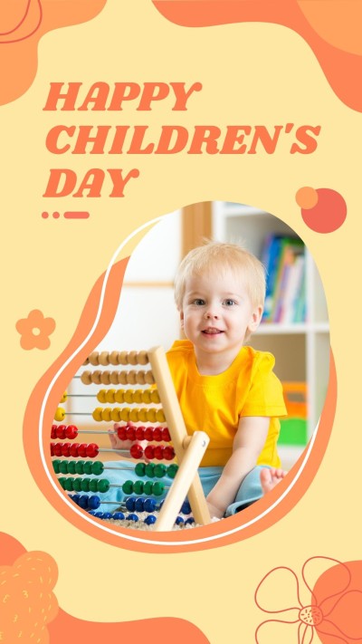 Fresh Hand Painted Orange Color Block Pattern American Children's day Instagram Story