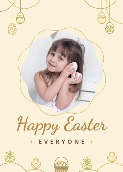 Simple Cute Style Hand Painted Cartoon eggs Easter holiday Greeting card