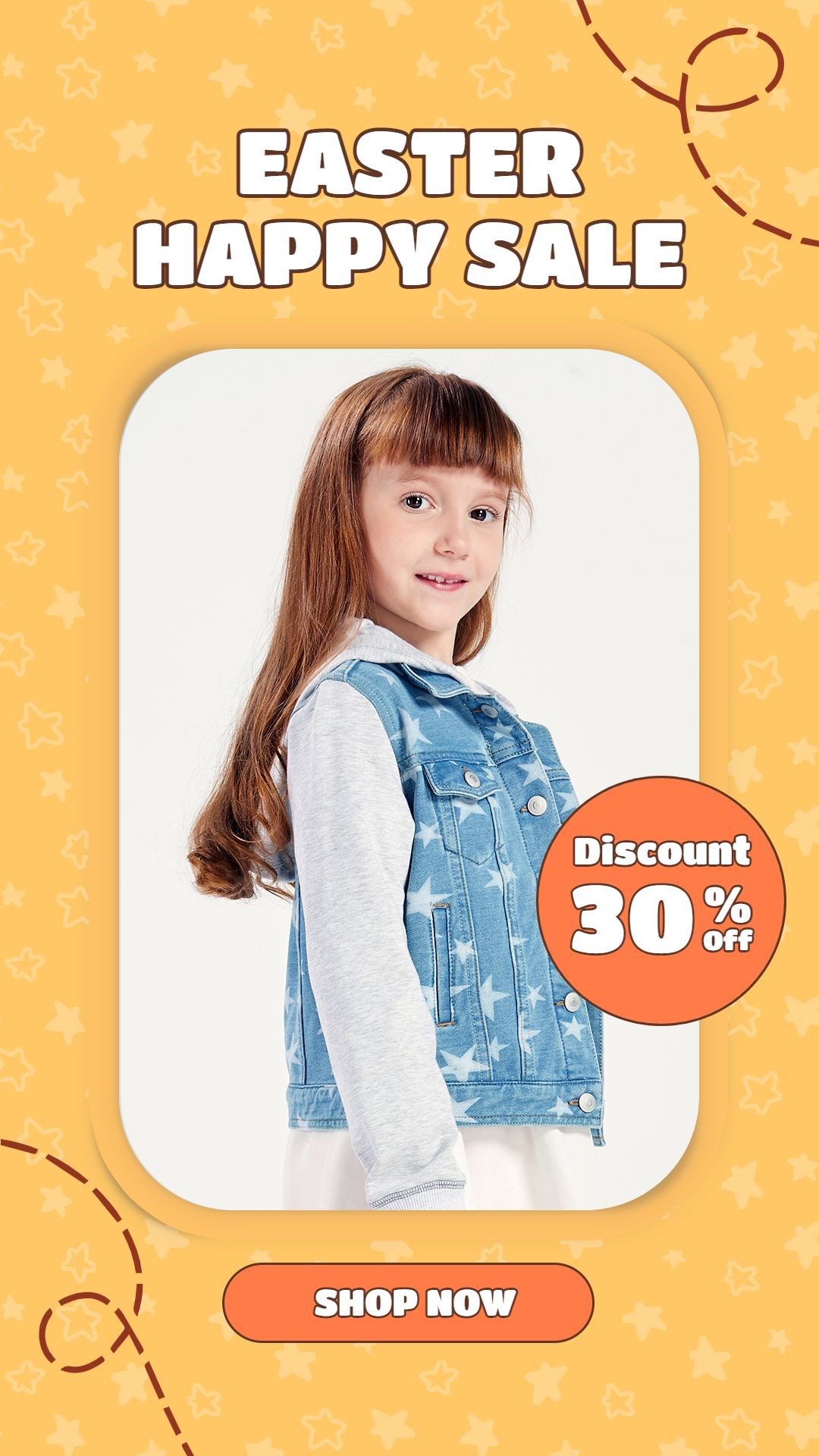 Yellow Star Element Easter Children's Fashion Sale Promotion Ecommerce Story预览效果