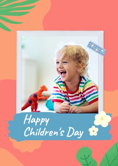 Cute Brush Frame Greeting Text American Children's day Card