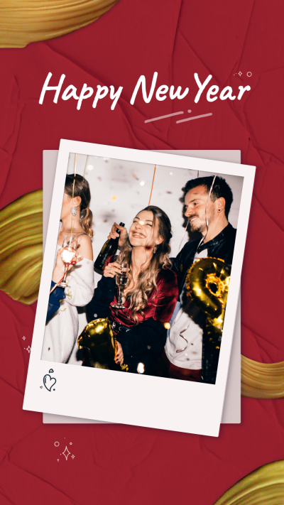 New Year Festival Celebrate Group Photo Text Instagram Story